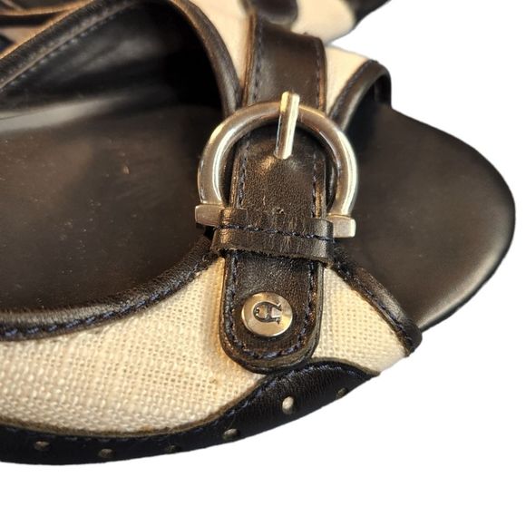 Etienne Aigner Coleus Shoes Open Toe Slingback Heels Shoes Black White WomSize 8 - Picture 8 of 10